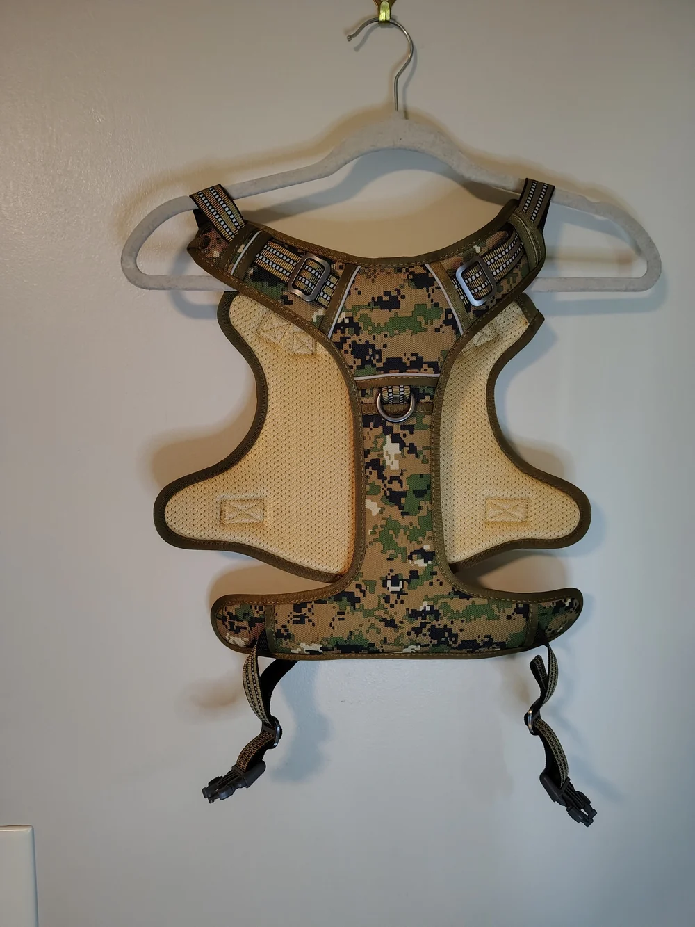 Tactical Camo Dog Training Harness Vest with ID Tag Holder & Morale Patches